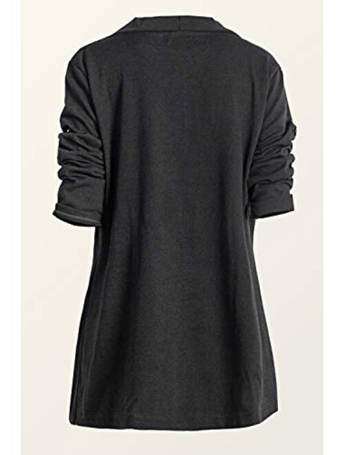 CUPSHE Women's Asymmetric Hem Split Wrap Sweater Poncho Coat
