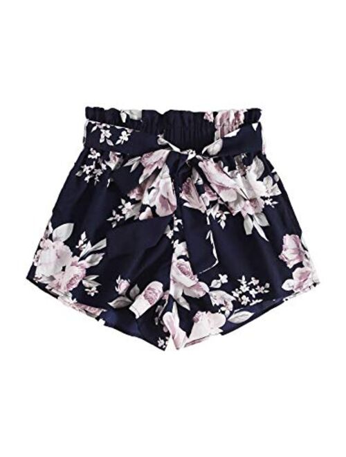 Floerns Womens Plus Size Shorts Summer Casual Floral Elastic Waist Shorts 