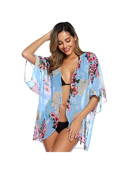 EyonMe Beach Coverups Chiffon Cardigan Kimono Summer Swimsuit for Women
