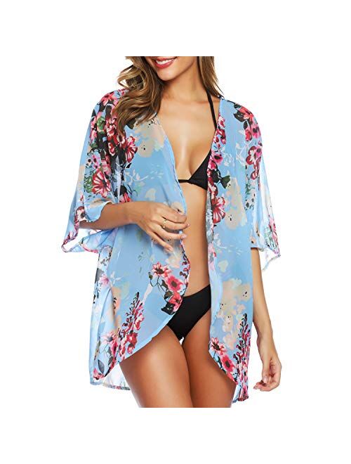 EyonMe Beach Coverups Chiffon Cardigan Kimono Summer Swimsuit for Women