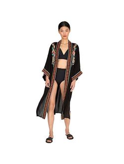 NFASHIONSO Women's Fashion Geometry Print Cover ups Tunic Kimono Cardigan Shawl