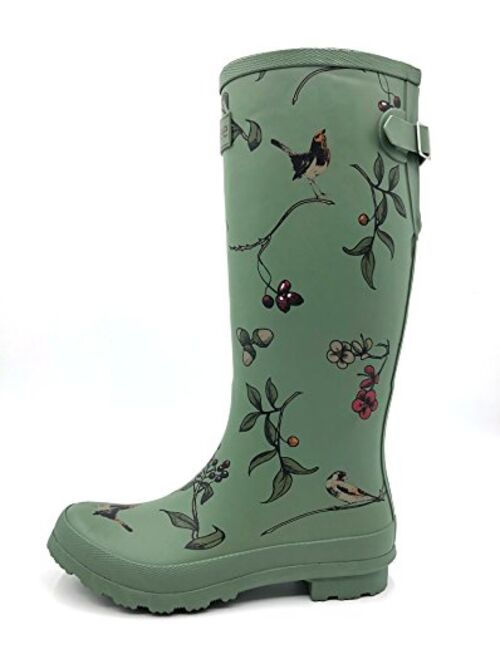 Rongee Women's Rubber Rain Boots Mid Calf with Adjustable Gusset Oxford Bag Packed