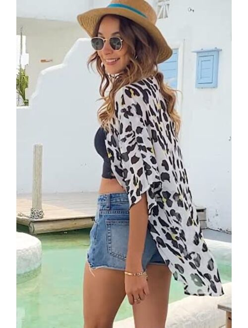 Womens Kimono Beach Cover Up Chiffon Cardigan Floral Tops Loose Capes