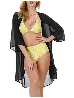 Women's Chiffon Loose Kimono Cardigan Swimsuit Cover UPS Plus Size