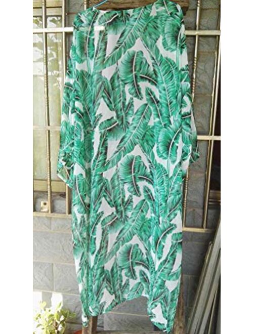 Bestyou Women's Long Kimono Cardigan Chiffon Cover Ups for Swimwear Floral Print Beachwear Maxi Dresses