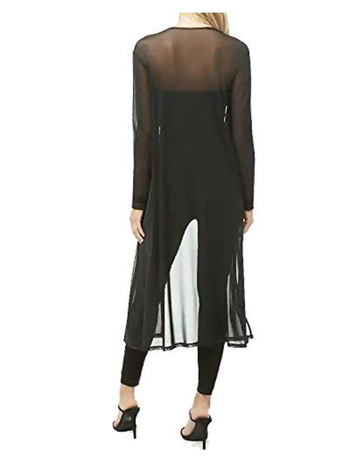 BelleLovin Womens Sexy Sheer Long Sleeve Cardigan See Through Mesh Cover Up