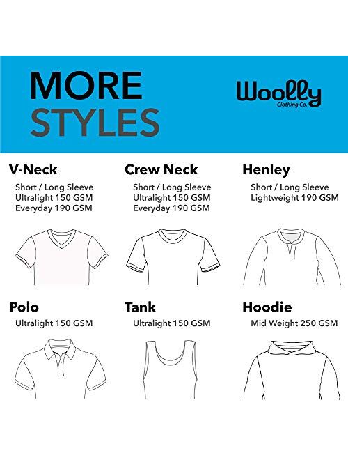 Woolly Clothing Men's Merino Wool Henley Hoodie - Everyday Weight - Wicking Breathable Anti-Odor