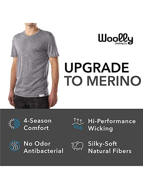 Woolly Clothing Men's Merino Wool Henley Hoodie - Everyday Weight - Wicking Breathable Anti-Odor