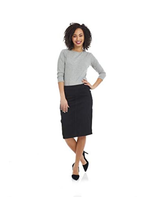 ESTEEZ Women's Denim Skirt - Modest - Straight Cut Knee Length - Stretch Jean - Manhattan