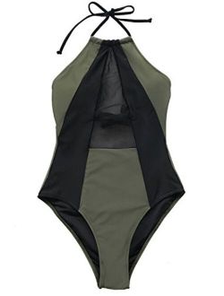 Women's Take My Heart Mesh One-Piece Swimsuit Beach Swimwear Bathing Suit