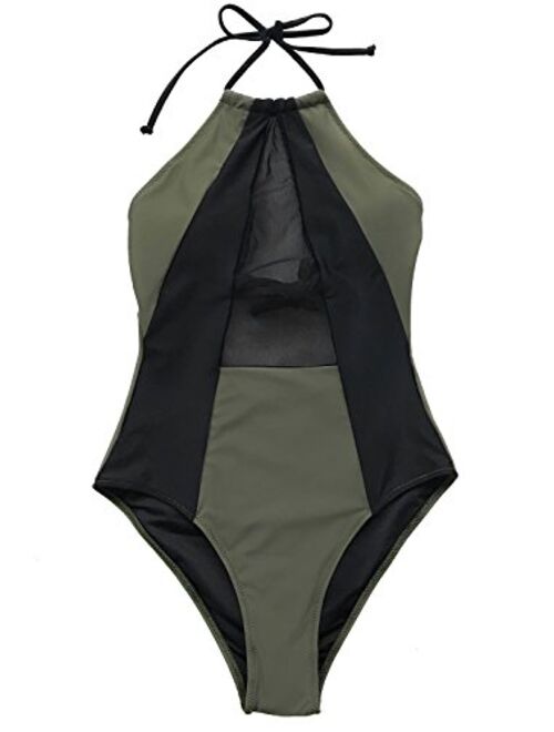 CUPSHE Women's Take My Heart Mesh One-Piece Swimsuit Beach Swimwear Bathing Suit