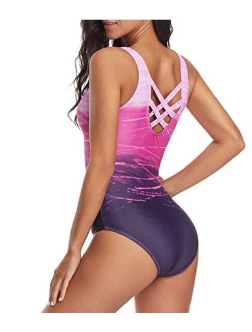 American Trends Women's One Piece Swimsuits for Women Athletic Training Swimsuits Swimwear Bathing Suits for Women