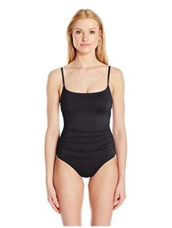 Women's Shirred Maillot Solid One-Piece Swimsuit