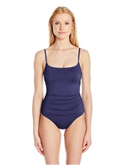 Women's Shirred Maillot Solid One-Piece Swimsuit