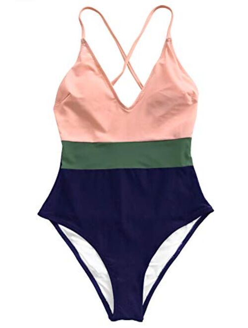 CUPSHE Women's Cross Block with Lining One-Piece Swimsuit
