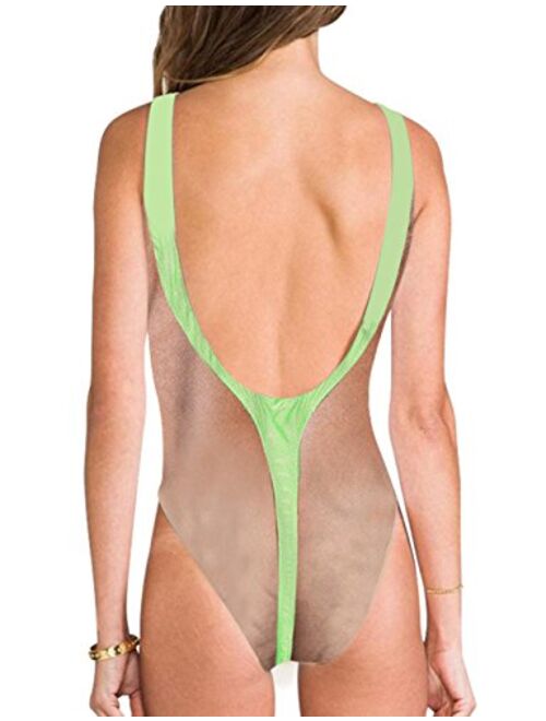 uideazone Women Sexy High Cut One Piece Swimsuit Funny Bathing Suit Monokini Swimwear