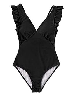 Women's Royal Elegance V Neck One Piece Swimsuit