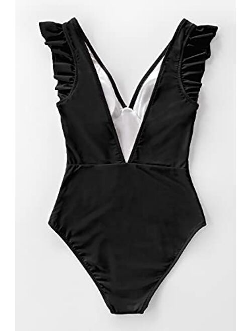 CUPSHE Women's Royal Elegance V Neck One Piece Swimsuit