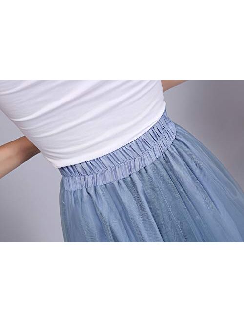 honey qiao Womens Maxi High Waist Skirts Blush Tulle Holiday Formal Skirt