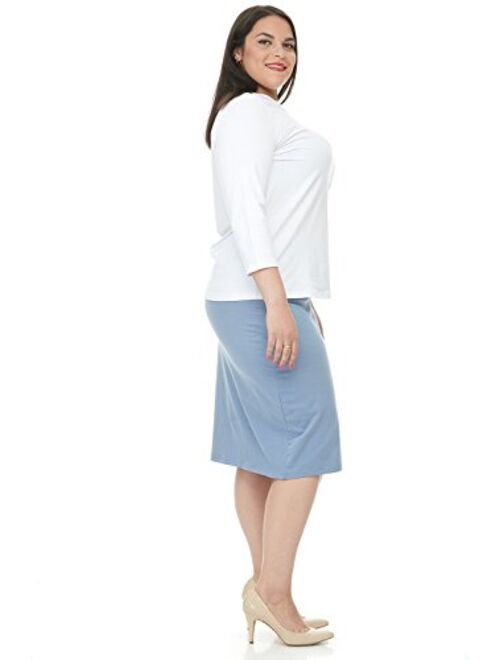 ESTEEZ Women's Pencil Skirt - Plus Size - Modest Stretchy Knee Length - Dallas