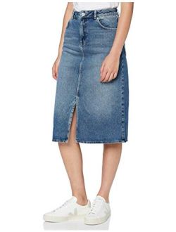 Amazon Brand - find. Women's Slim Fitting High Waist Denim Midi Skirt