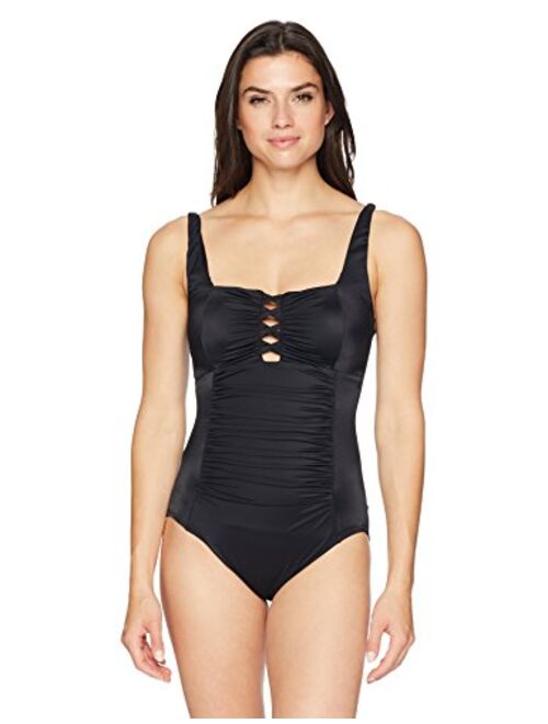 Amazon Brand - Coastal Blue Women's Control One Piece Swimsuit