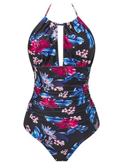 I2CRAZY Women's One Piece Swimsuits Tummy Control Swimwear Backless Deep V Neck Halter Monokini Bathing Suits