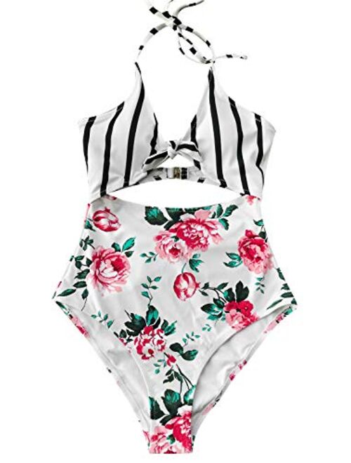 CUPSHE Women's Sweet Honey Bowknot One-Piece Swimsuit Beach Swimwear
