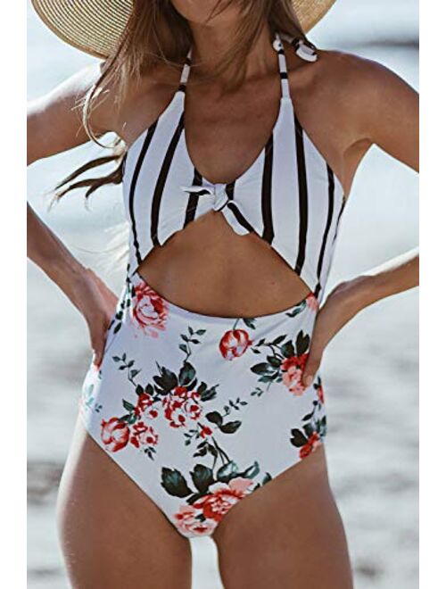 CUPSHE Women's Sweet Honey Bowknot One-Piece Swimsuit Beach Swimwear