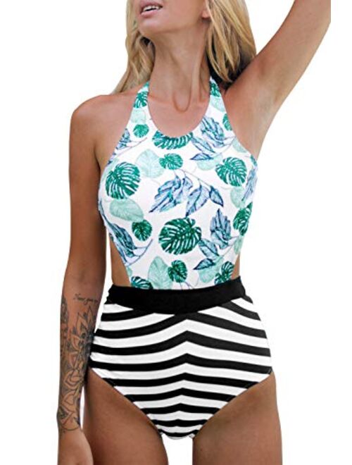CUPSHE Womens Sunny Summer Print One-Piece Swimsuit Beach Swimwear Bathing Suit