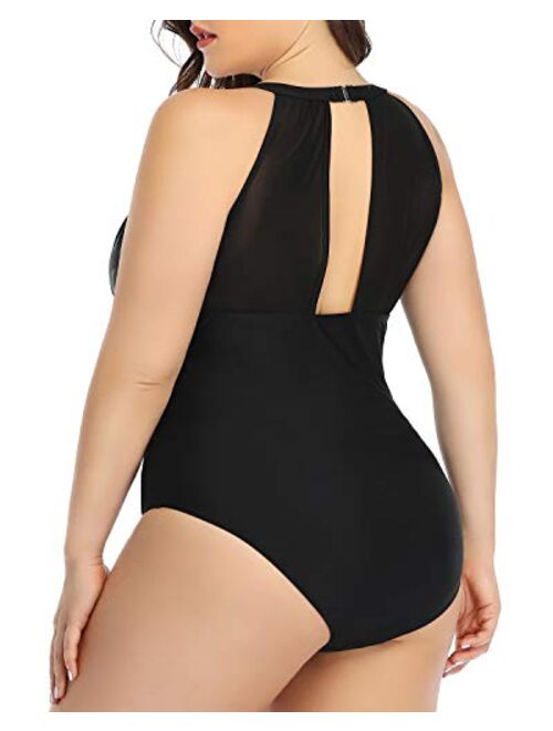 Buy Aqua Eve Women Plus Size One Piece Bathing Suits Ruched Tummy
