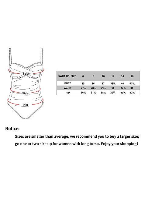 Hilor Women's One Piece Swimsuits Front Twist Bathing Suits Tummy Control Swimwear Retro Inspired Monokini