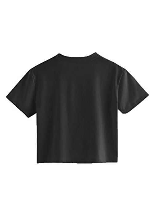 SweatyRocks Women's Summer Short Sleeve Tee Distressed Ripped Crop T-Shirt Tops