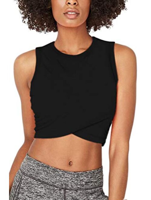 Sanutch Workout Crop Tops for Women Cropped Workout Athletic Tops Workout Clothes Crop Top Workout Shirts for Women 