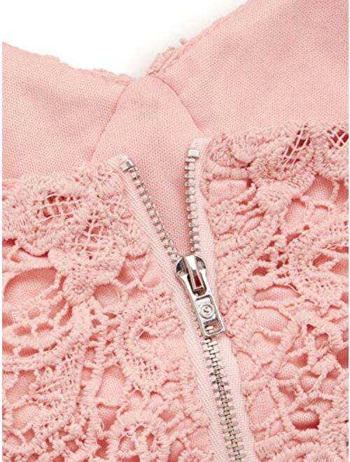 SheIn Women's Casual Lace Crochet Spaghetti Strap Zip Up Cami Crop Top Camisole