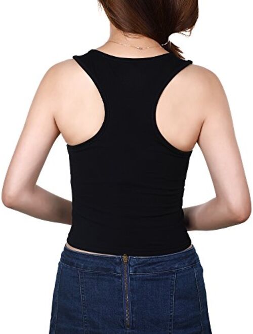 Boao 3 Pieces Women's Cotton Basic Sleeveless Racerback Crop Tank Top Sports Crop Top for Daily Wearing