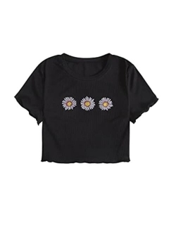 Women's Cactus Print Crop Top Summer Short Sleeve Graphic T-Shirts