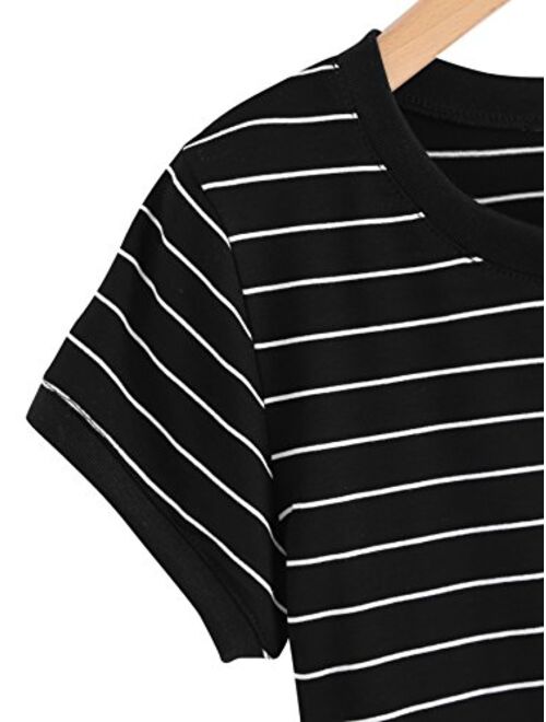 SweatyRocks Women's Short Sleeve Striped Crop T-Shirt Casual Tee Tops