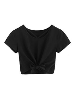 Women's Loose Short Sleeve Summer Crop T-Shirt Tops Blouse