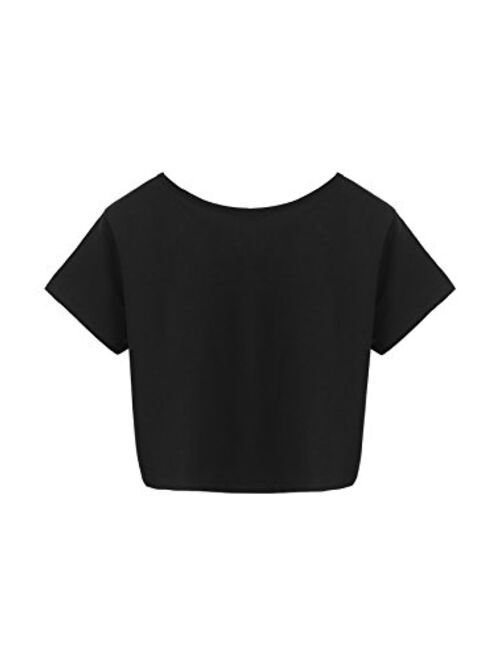SweatyRocks Women's Loose Short Sleeve Summer Crop T-Shirt Tops Blouse