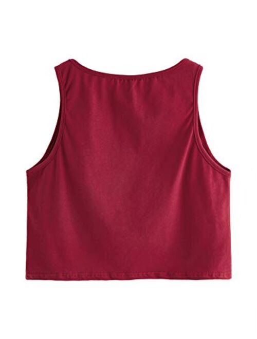 SweatyRocks Women's Summer Sleeveless Letter Print Casual Crop Tank Top Shirts