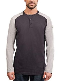 Rasco FR Mens Rasco Khaki/Navy Henley Flame Resistant T Shirt