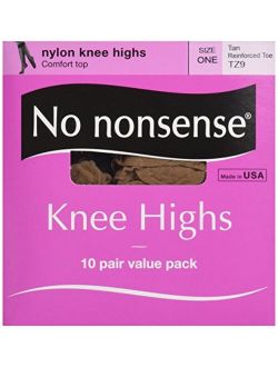 Women's Reinforced Toe Knee-Highs, 10 Pair Value Pack