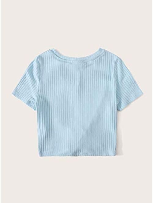 Romwe Womens Plus Size Short Sleeve Graphic T Shirt Round Neck Cotton Basic Tee Tops