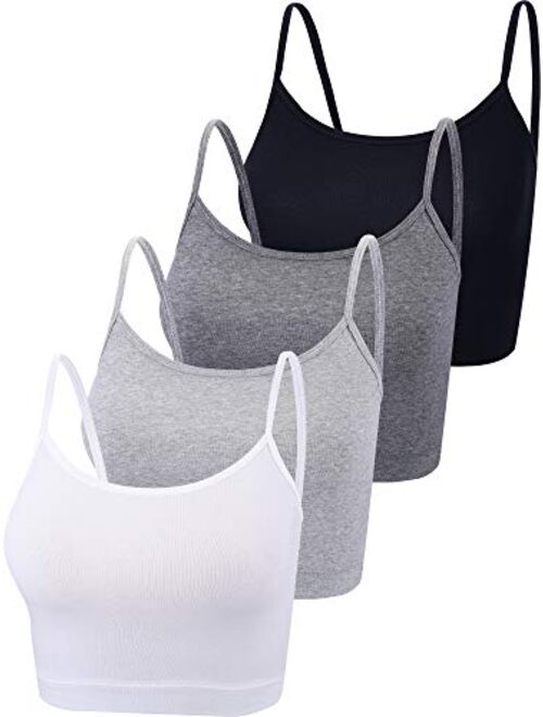 4 Pieces Basic Crop Tank Tops Sleeveless Racerback Crop Sport Cotton Top for Women
