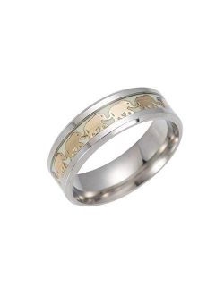TIDOO Jewelry Vintage Golden Elephant Band Rings for Men Women Luminous Stainless Steel Glow in The Dark