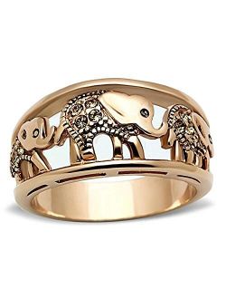 Steel Elephant Rings Elephant Rings Stainless Steel Yellow Crystal Women's Engagement Promise Ring Valentine Gift for Girl Friend Sister SPJ