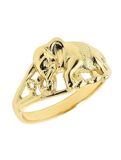 Animal Kingdom 10k Yellow Gold Open Design Indian Elephant Ring