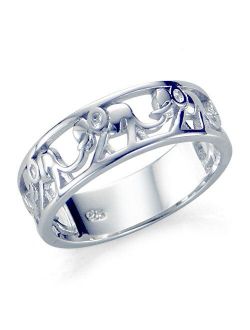 Metal Factory 925 Sterling Silver Elephant Migration Ring