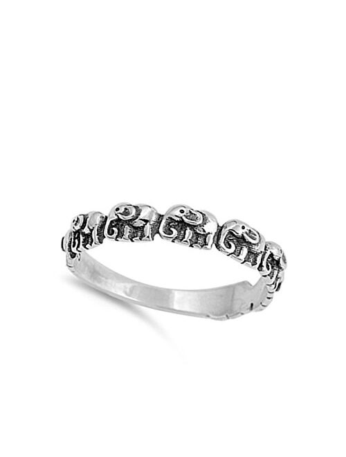 Elephant Small Ring New .925 Sterling Silver Stackable Band Sizes 3-12